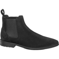 Sztyblety męskie AM SHOE czarne. Czarne sztyblety męskie AM SHOE, ze skóry, bez zapięcia. Za 119,90 zł.