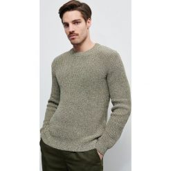 Sweter z melanżowej dzianiny - Zielony. Zielone swetry męskie Reserved, s, bez wzorów, z dzianiny, bez kołnierzyka, bez kaptura. Za 139,99 zł.