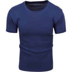 Koszulka męska t-shirt gładki niebieski Recea. Niebieskie koszulki męskie Recea, s, bez wzorów, z bawełny, klasyczne, z klasycznym kołnierzykiem. Za 17,99 zł.