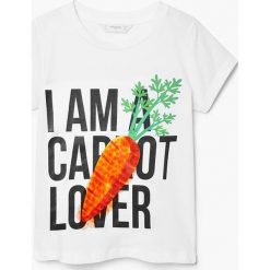 Mango Kids - Top dziecięcy Healthy 110-164 cm. Szare bluzki dziewczęce marki Mango Kids, z nadrukiem, z bawełny, z okrągłym kołnierzem. Za 59,90 zł.