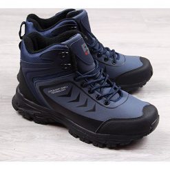 Buty trekkingowe wodoodporne granatowe McBraun - granatowy. Niebieskie buty trekkingowe męskie McBraun, na zimę, bez zapięcia. Za 125,99 zł.