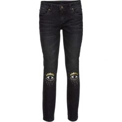 Boyfriendy damskie: Dżinsy SKINNY z aplikacją bonprix czarny denim