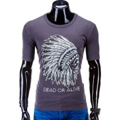 T-SHIRT MĘSKI Z NADRUKIEM S613 - GRAFITOWY. Szare t-shirty męskie z nadrukiem Ombre Clothing, m. Za 29,99 zł.