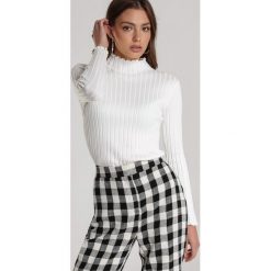 Biały Golf Celathera. Białe bluzy damskie Renee, s, bez wzorów, bez rękawów, bez kaptura. Za 89,99 zł.