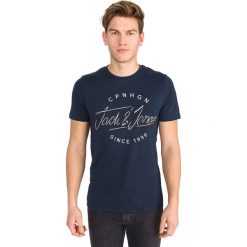 Jack & Jones Pex Koszulka Niebieski. Niebieskie podkoszulki męskie Jack & Jones, xl, z nadrukiem, z bawełny, z krótkim rękawem. Za 56,95 zł.