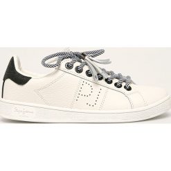 Pepe Jeans - Buty Brompton Laces. Białe buty sportowe damskie Pepe Jeans, bez wzorów, z jeansu, sportowe. W wyprzedaży za 249,90 zł.