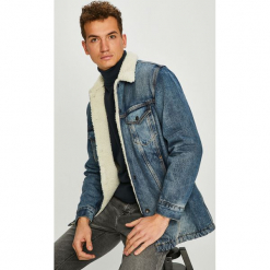 Levi's - Kurtka. Niebieskie płaszcze przejściowe męskie Levi's®, s, bez wzorów, z bawełny, krótkie, bez kaptura. W wyprzedaży za 369,90 zł.