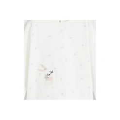Mango Kids - Longsleeve dziecięcy Marta 80-104 cm. Białe bluzki dziewczęce Mango Kids, z aplikacjami, z bawełny, z okrągłym kołnierzem, z krótkim rękawem, krótkie, bez kaptura. Za 45,90 zł.
