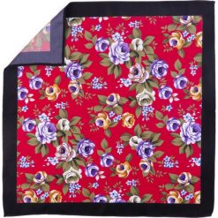 Czerwono-czarna poszetka w kwiaty E141. Czerwone poszetki męskie Modini Moda Męska, w kwiaty, casualowe. Za 33,00 zł.