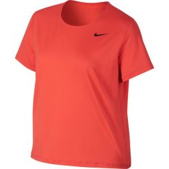 Koszulka Nike Pro All Over Mesh Short Sleeve Top W Koralowa. Pomarańczowe topy damskie Nike, na lato, bez wzorów, ze skóry, z krótkim rękawem, do biegania, dri-fit (nike). Za 69,99 zł.