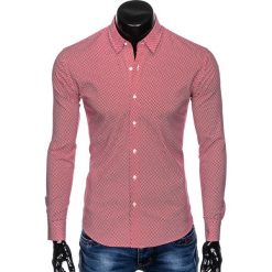 KOSZULA MĘSKA ELEGANCKA Z DŁUGIM RĘKAWEM K457 - CZERWONA. Czerwone koszule męskie marki Ombre Clothing, s, w kropki, z bawełny, eleganckie, z długim rękawem. Za 59,00 zł.