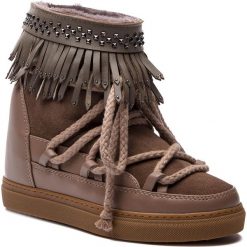 Buty INUIKII - Sneaker Fringes 70203-29 Taupe. Pomarańczowe kozaki damskie marki Inuikii, na zimę, ze skóry, bez zapięcia. W wyprzedaży za 909,00 zł.