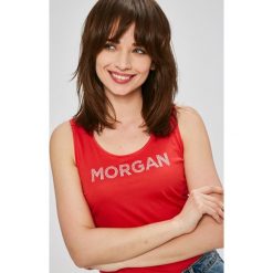 Morgan - Top. Różowe topy damskie marki Morgan, l, z nadrukiem, z bawełny, z okrągłym kołnierzem. W wyprzedaży za 59,90 zł.