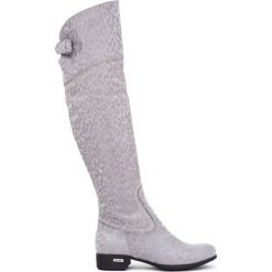 Kozaki - skóra naturalna - model 128 - kolor szary cętki. Szare kozaki damskie Zapato, na co dzień, na zimę, z jeansu, eleganckie, przed kolano, na wysokim obcasie, na obcasie, bez zapięcia. W wyprzedaży za 367,50 zł.