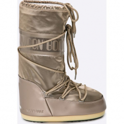 Moon Boot - Śniegowce Glance Platinum. Brązowe śniegowce damskie Moon Boot, z materiału, na sznurówki. Za 659,90 zł.