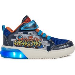 Geox - Buty dziecięce. Niebieskie trampki chłopięce Geox, bez wzorów, z gumy, sportowe, bez zapięcia. W wyprzedaży za 179,90 zł.