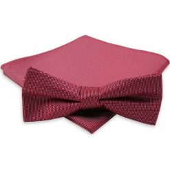 Czerwona Mucha przeplatana Białą Nitką + Taka Sama Poszetka, Męska MUALTS0031. Czerwone muszki męskie Alties, w paski, eleganckie. Za 39,00 zł.