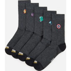 Skarpety Marvel 5 pack - Szary. Szare skarpetki męskie Reserved, z motywem z bajki. Za 49,99 zł.