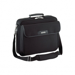 Targus Clamshell Case 16'' czarna. Czarne torby na laptopa Targus, w paski, z nylonu. Za 99,90 zł.