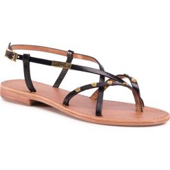 Sandały LES TROPEZIENNES - Monaclou 23387 Black. Czarne klapki damskie Les Tropeziennes, bez wzorów, ze skóry, bez obcasa. W wyprzedaży za 239,00 zł.