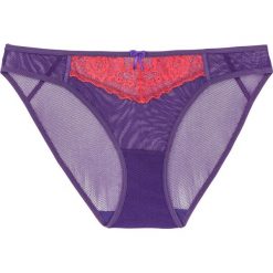 Figi mini bonprix lila-koralowy. Różowe figi damskie marki bonprix, w koronkowe wzory, z koronki. Za 16,99 zł.