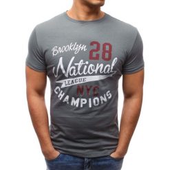 T-shirty męskie: T-shirt męski z nadrukiem grafitowy (rx2647)