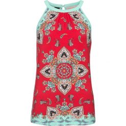 Top shirtowy z nadrukiem bonprix czerwony wzorzysty. Czerwone bluzki damskie bonprix, z nadrukiem, bez kołnierzyka. Za 49,99 zł.