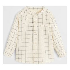Mango Kids - Koszula dziecięca 80 - 104 cm. Białe koszule chłopięce z bawełny, casualowe, długie. W wyprzedaży za 49,90 zł.