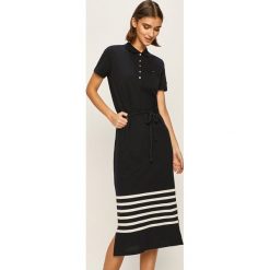 Tommy Hilfiger - Sukienka. Różowe sukienki damskie TOMMY HILFIGER, na co dzień, s, z aplikacjami, z elastanu, casualowe, bez kołnierzyka, z krótkim rękawem, krótkie, midi, proste. W wyprzedaży za 379,90 zł.