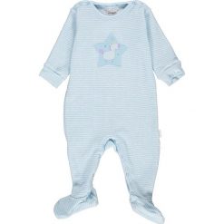 Śpioszki w kolorze błękitnym. Niebieskie śpiochy niemowlęce Schiesser Girls, w paski. W wyprzedaży za 49,95 zł.