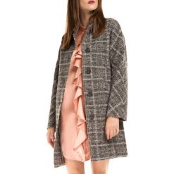 Płaszcz damski 85-9W-111-8. Szare płaszcze damskie Wittchen, w kratkę, z wełny, eleganckie, długie. Za 399,00 zł.