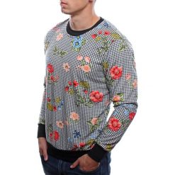 Bluza męska w kwiaty slim szara Recea. Szare bluzy męskie Recea, xl, w kwiaty, z bawełny, z kapturem, bez rękawów, bez kaptura. Za 69,99 zł.