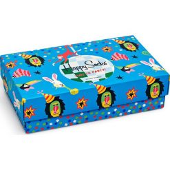 Happy Socks - Skarpetki Happy Birthday Party. Niebieskie skarpetki damskie Happy Socks, bez wzorów. Za 119,90 zł.
