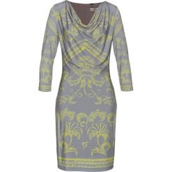 Sukienka shirtowa z nadrukiem bonprix szaro-jasna limonka z nadrukiem. Szare sukienki damskie bonprix, z nadrukiem, bez kołnierzyka, bez rękawów. Za 119,99 zł.