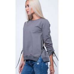 Bluzy rozpinane damskie: Bluza z kopertowym tyłem ciemnoszara 1554