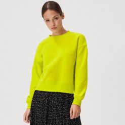 Gładka bluza - Zielony. Zielone bluzy damskie Sinsay, s, bez wzorów, bez rękawów, bez kaptura. Za 39,99 zł.