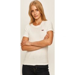 Levi's - T-shirt. Białe bluzki damskie Levi's®, s, z aplikacjami, z bawełny, casualowe, z okrągłym kołnierzem. Za 99,90 zł.