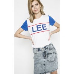 Lee - Top. Szare bez kategorii marki Lee, s, z nadrukiem, z bawełny, z okrągłym kołnierzem. W wyprzedaży za 79,90 zł.