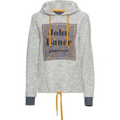 Bluza z nadrukiem, długi rękaw bonprix ciemnoniebieski melanż z nadrukiem. Niebieskie bluzy rozpinane damskie bonprix, melanż, z długim rękawem, długie. Za 79,99 zł.
