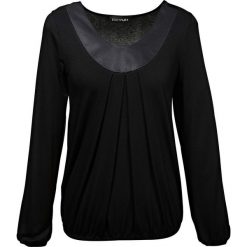 Shirt z długim rękawem bonprix czarny. Czarne koszulki damskie marki bonprix, bez wzorów, z satyny, bez kołnierzyka, z długim rękawem. Za 54,99 zł.
