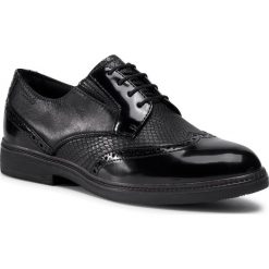 Oxfordy TAMARIS - 1-23711-25 Black 001. Czarne półbuty damskie Tamaris, na co dzień, bez wzorów, ze skóry ekologicznej, bez obcasa, na obcasie, bez zapięcia. Za 329,00 zł.