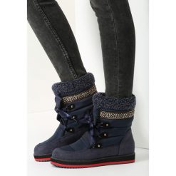 Granatowe Śniegowce Shake It Baby. Brązowe buty zimowe damskie marki vices, z materiału, ze szpiczastym noskiem, na wysokim obcasie, na obcasie. Za 109,99 zł.