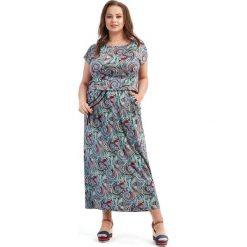 Wzorzysta sukienka Maria MAXI w odcieniach turkusu XXL OVERSIZE LATO. Sukienki damskie Moda Size Plus Iwanek, na co dzień, na lato, s, bez wzorów, z elastanu, boho, bez kołnierzyka, bez rękawów, maxi, proste. Za 155,00 zł.