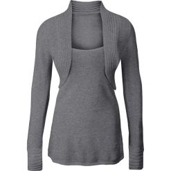 Sweter z bolerkiem 2 w 1 bonprix szary melanż. Szare swetry klasyczne damskie bonprix. Za 59,99 zł.