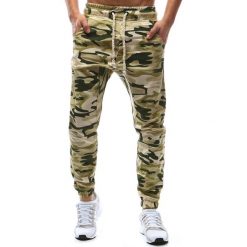 Joggery męskie: Spodnie męskie joggery camo beżowe (ux1146)