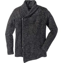 Swetry klasyczne męskie: Sweter rozpinany z szalowym kołnierzem Slim Fit bonprix szary melanż