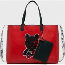 Tommy Hilfiger - Torebka dwustronna. Szare shopper bag damskie TOMMY HILFIGER, z materiału, do ręki, duże. Za 579,90 zł.