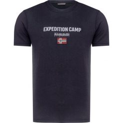 T-shirt NAPAPIJRI SONTHE. Czarne t-shirty męskie Napapijri, z nadrukiem, z bawełny, z okrągłym kołnierzem. W wyprzedaży za 144,00 zł.