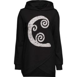 Bluza z kapturem bonprix czarno-biały. Czarne bluzy damskie bonprix, bez wzorów, bez rękawów, z kapturem. Za 99,99 zł.