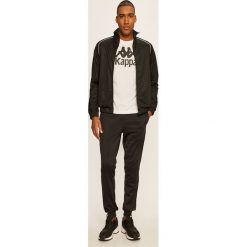 Kappa - Dres. Czarne bluzy męskie Kappa, s, z nadrukiem, z poliesteru, z kapturem, bez rękawów, bez kaptura. Za 169,90 zł.